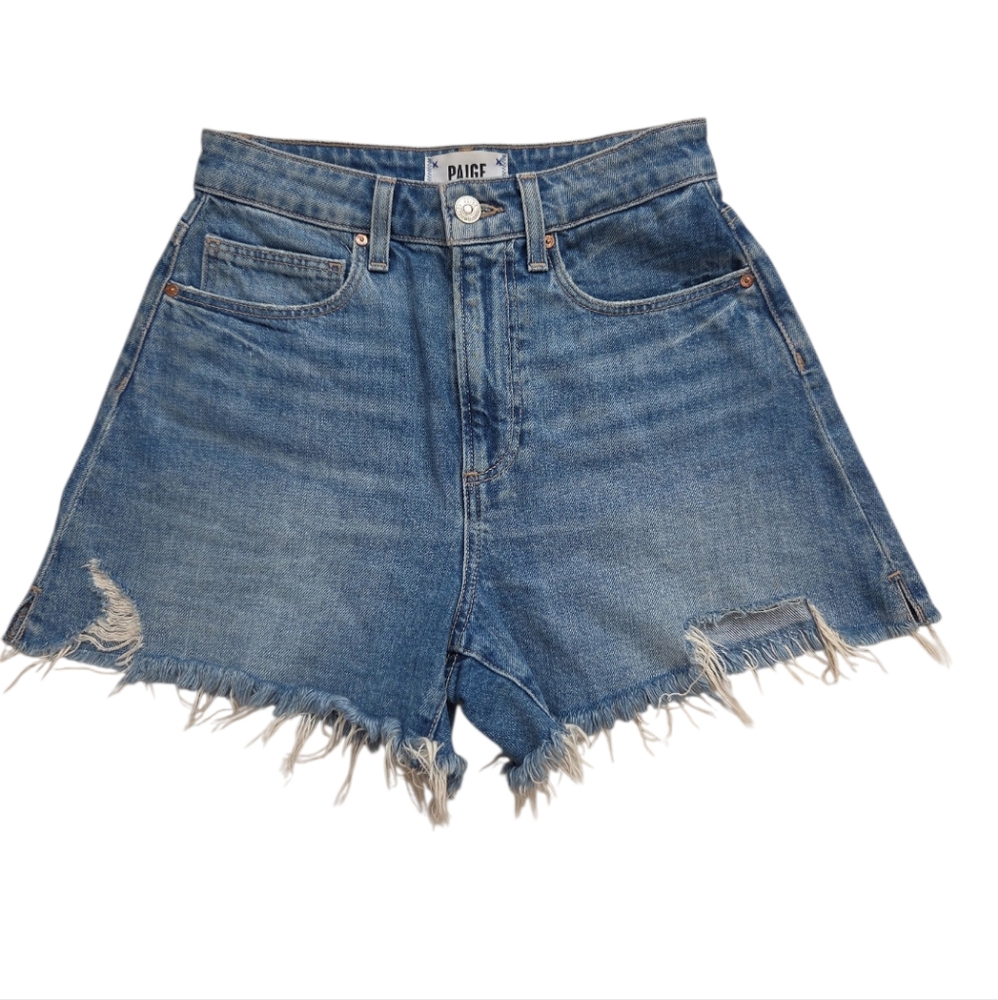 Paige Blue Highwaist Raw Hem Denim Jean Dani Short Size 24